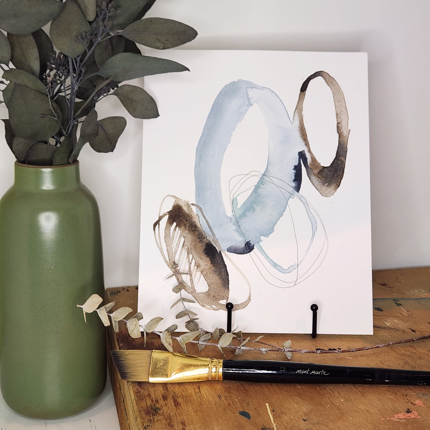 Blue & Umber Rounds I Original Art
